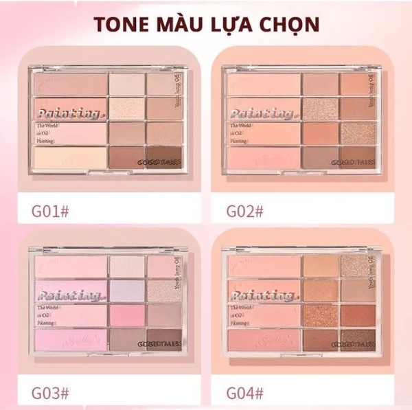 Bảng mắt má nội địa trung Gogo Tales Pink Mist Soft Focus Powder Blusher Eyeshadow