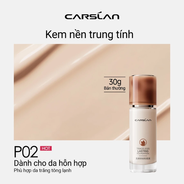 Kem Nền Che Phủ Tốt Carslan Foundation Kiểm Soát Dầu Lâu Trôi Suốt 24h 30g