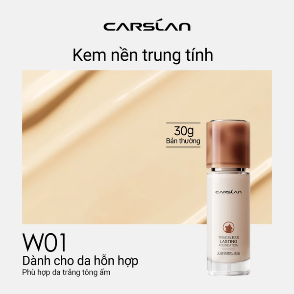Kem Nền Che Phủ Tốt Carslan Foundation Kiểm Soát Dầu Lâu Trôi Suốt 24h 30g