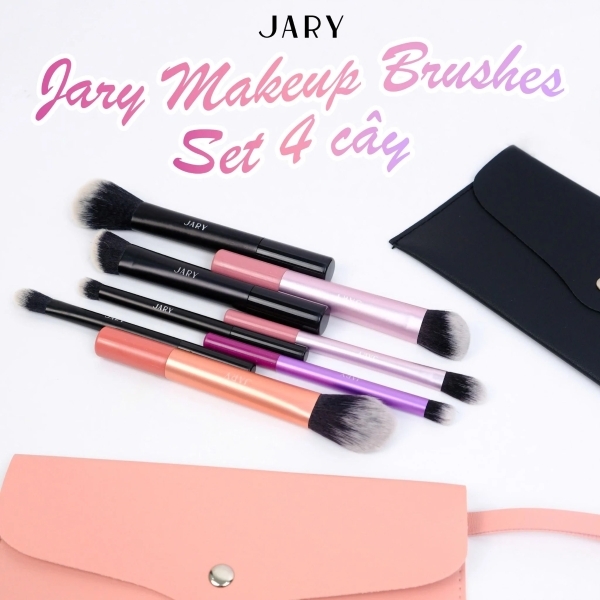 Bộ Cọ Trang Điểm Jary Makeup Brush Set 4 Cây + Túi Đựng Da PU