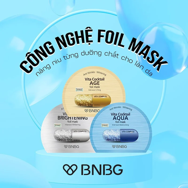 Mặt Nạ Lá Nguyên Khối Hỗ Trợ Dưỡng Trắng, Cấp Ẩm BNBG Vita Cocktail Foil Mask 30ml