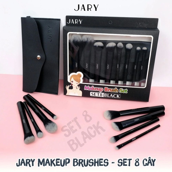 Bộ Cọ Trang Điểm Jary Makeup Brush Set 8 Cây + Túi Đựng Da PU