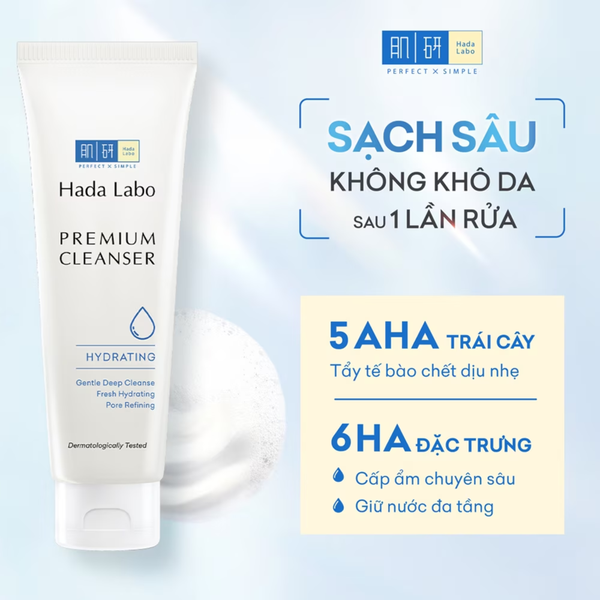 Sữa Rửa Mặt Dưỡng Ẩm Cao Cấp Hada Labo Premium Cleanser