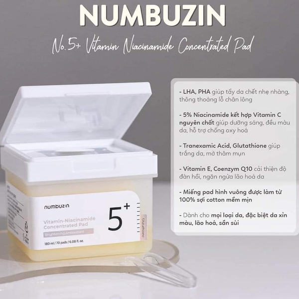Toner Pad Numbuzin Vitamin Niacinamide Concentrated Pad No.5