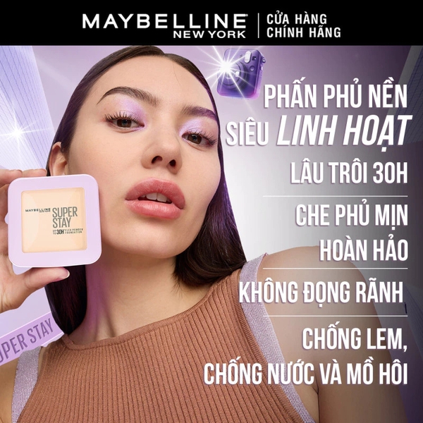 Phấn Phủ Nền Che Phủ Mịn Lâu Trôi Kiềm Dầu Maybelline SuperStay 30H