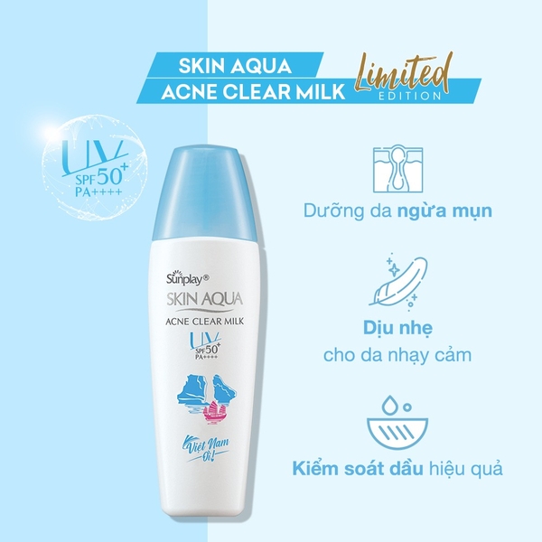 Sữa Chống Nắng Ngừa Mụn Skin Aqua Acne Clear Sunplay Milk SPF50+/PA++++ 25g