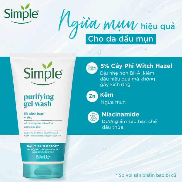 Sữa rửa mặt Simple lành tính sạch thoáng - cho da nhạy cảm
