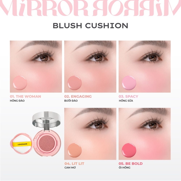 Má hồng căng bóng dạng phấn nước thuần chay Mirror Mirror Blush Cushion 5g