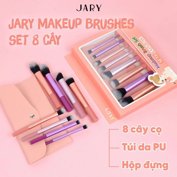 Bộ Cọ Trang Điểm Jary Makeup Brush Set 8 Cây + Túi Đựng Da PU
