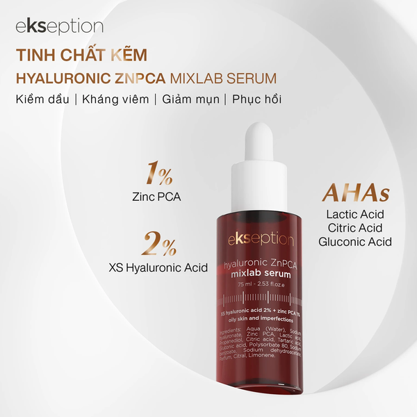 Serum kiềm dầu trị mụn Ekseption Hyaluronic ZnPCA 75ml