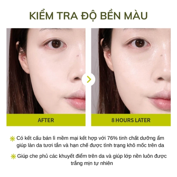 Cushion Kiềm Dầu Lâu Trôi Unleashia Satin Wear Healthy-Green Cushion SPF30 PA+++ 15g