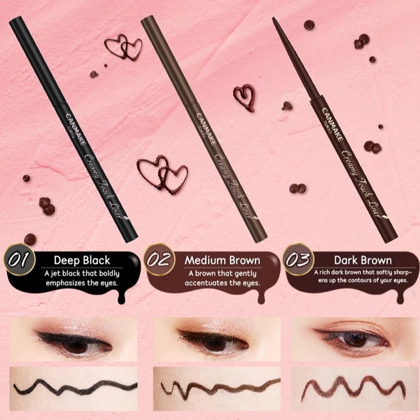 Chì kẻ mắt lâu trôi chống nước Canmake Creamy Touch Liner