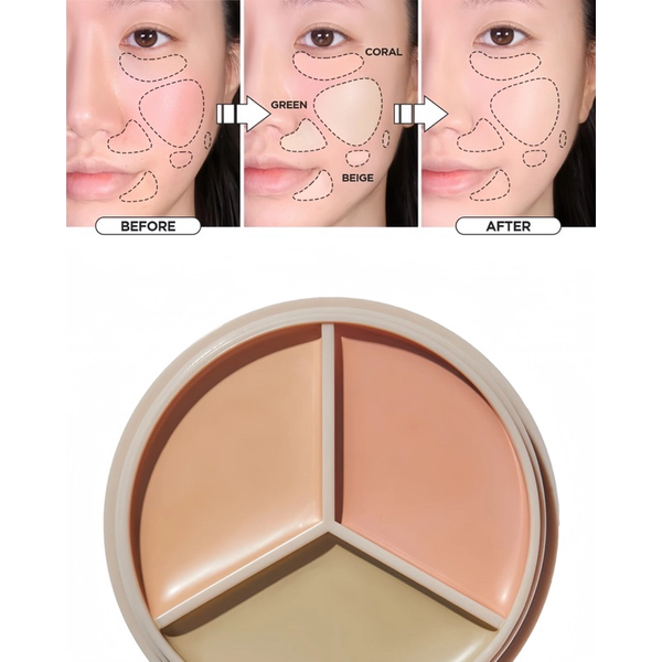 Bảng Che Khuyết Điểm Triệt Sắc 3 Ô Đa Năng The Saem Cover Perfection Triple Pot