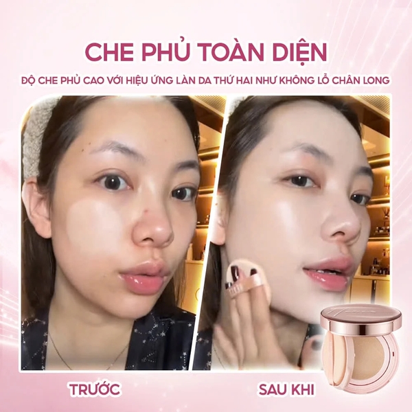 Phấn nước mỏng nhẹ, lâu trôi HEXZE Long Lasting Cushion 15g (tặng lõi thay thế)