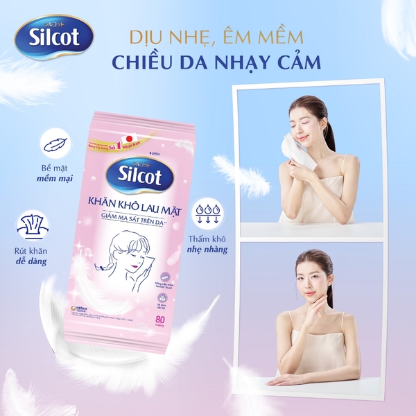 Khăn khô lau mặt Silcot 80 miếng