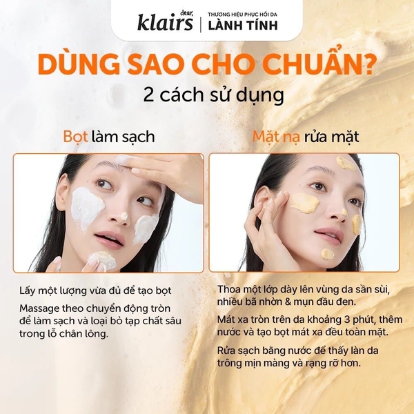 Sữa rửa mặt Freshly Juiced Vitamin Mask Cleanser Dear, Klairs