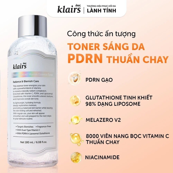 Toner dưỡng ẩm sáng da Klairs Vitamin