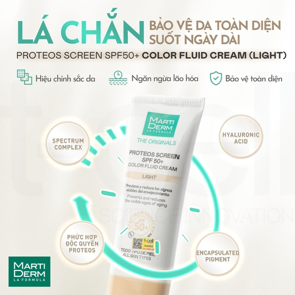 (Hàng nhập khẩu) Kem Chống Nắng MartiDerm The Originals Proteos Screen SPF50+ Fluid Cream 40ml