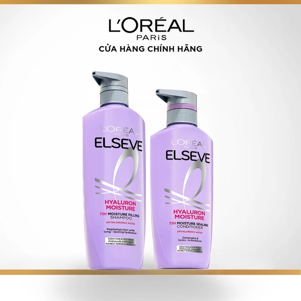 Bộ gội xả L'Oreal Elseve 72H HA Pure cho da đầu dầu và da đầu khô