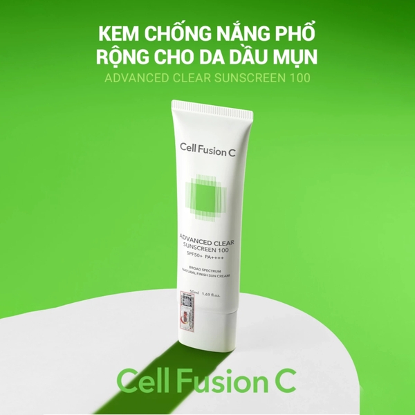 Kem chống nắng Cell Fusion C da dầu Advanced Clear Sunscreen 100 SPF50+ PA++++