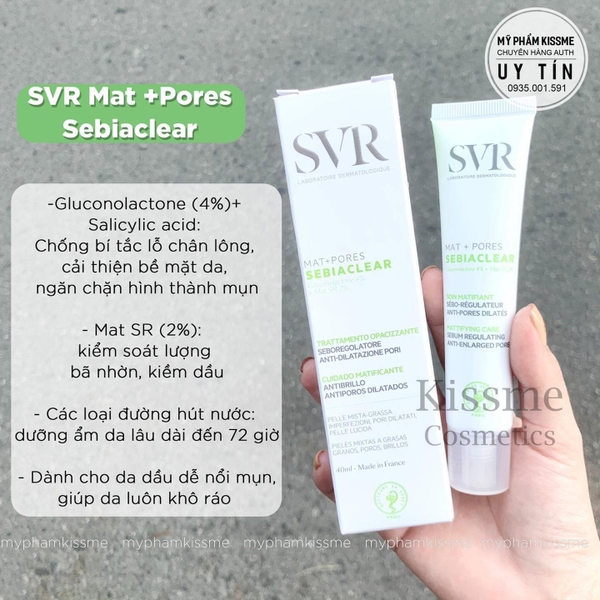 Kem Dưỡng Da Dầu Mụn SVR Mat Pores Sebiaclear 40ml