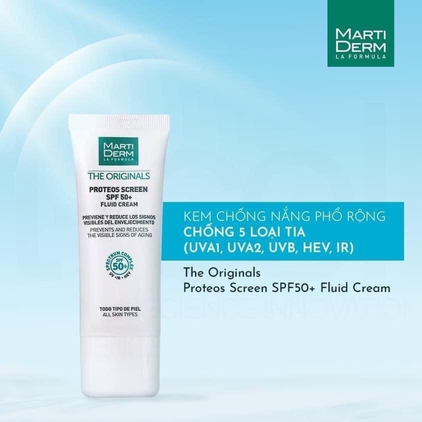 (Hàng nhập khẩu) Kem Chống Nắng MartiDerm The Originals Proteos Screen SPF50+ Fluid Cream 40ml