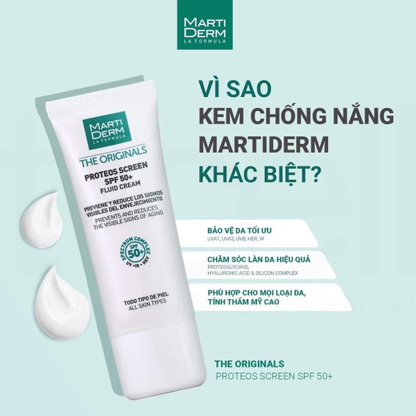 (Hàng nhập khẩu) Kem Chống Nắng MartiDerm The Originals Proteos Screen SPF50+ Fluid Cream 40ml