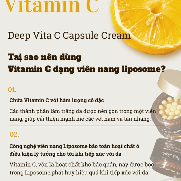 Kem dưỡng Medicube đen Deep Vita C capsule dưỡng sáng mờ thâm