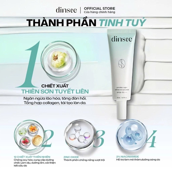Kem chống nắng Dinsee  Premium Vegan Sunscreen 50ml