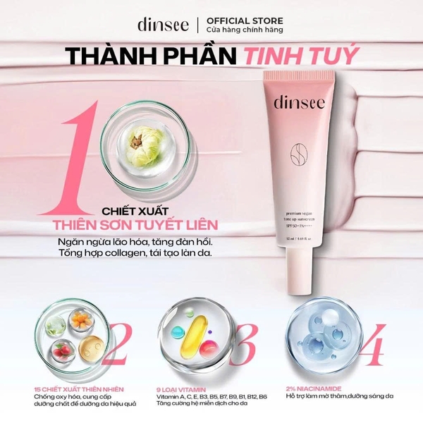 Kem chống nắng Dinsee  Premium Vegan Sunscreen 50ml