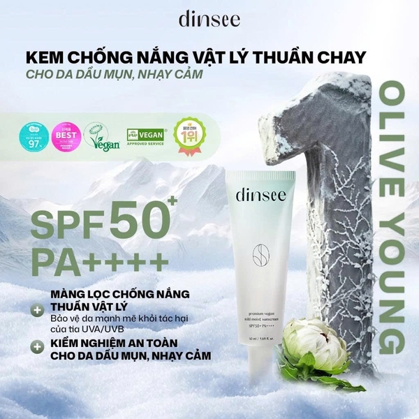 Kem chống nắng Dinsee  Premium Vegan Sunscreen 50ml