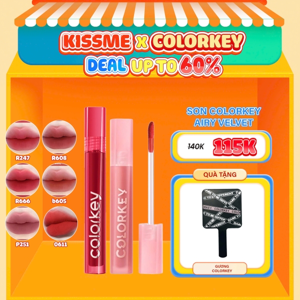 Son Kem Lì Colorkey Airy Velvet Lip Lacquer