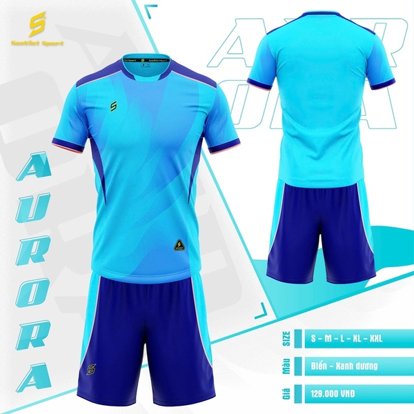 Áo bóng đá không logo Sao Việt AURORA xanh biển