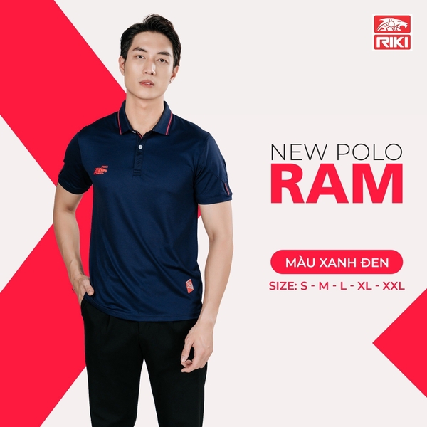 áo polo riki ram xanh đen