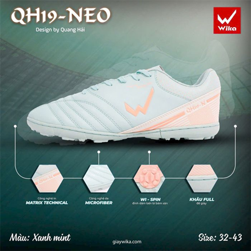 Giày đá bóng trẻ em Wika QH19 NEO 2 đế TF