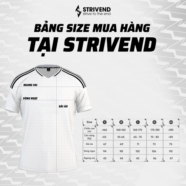 Hướng dẫn chọn size quần áo bóng đá Strivend