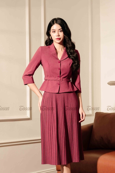 B8383P01- Bộ ký giả đỏ gạch đũi nhật Thời trang nữ Toson