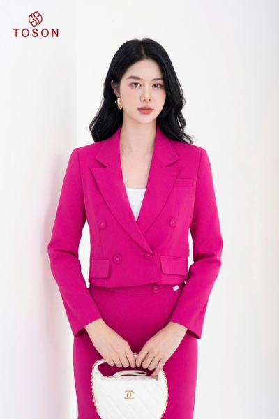 S8362P24 - Bộ hồng sen: Vest cổ K dáng suông + CV Thời trang nữ Toson