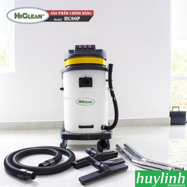 Máy hút bụi công nghiệp HiClean HC80P - 70 lít - Thùng nhựa 2