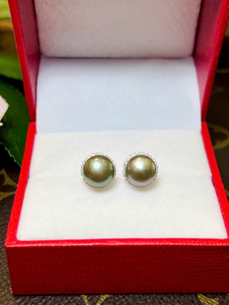 Hoa tai ngọc trai chế tác bạc