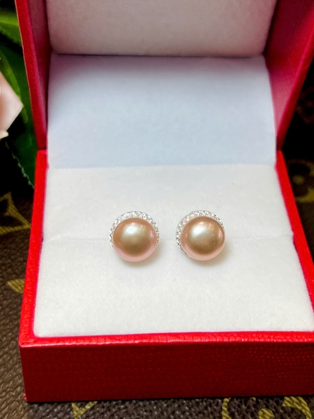 Hoa tai ngọc trai chế tác bạc