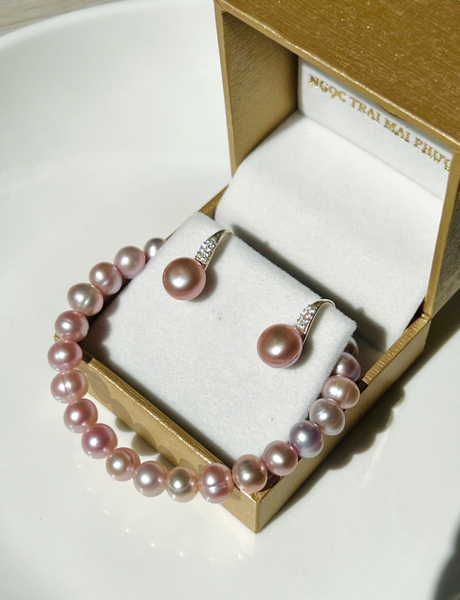 Combo Hoa Tai Ngọc Trai + Vòng Tay Ngọc Trai Duyên Dáng