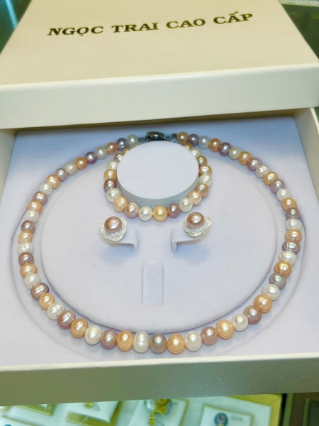 Bộ Ngọc Trai Tứ Quý Duyên Dáng - Hoa Tai Bạc
