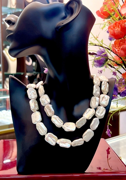 Vòng Cổ Đôi Ngọc Trai Thô Tự Nhiên Sang Trọng