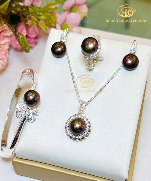Bộ Ngọc Trai Xanh Đen Thanh Lịch