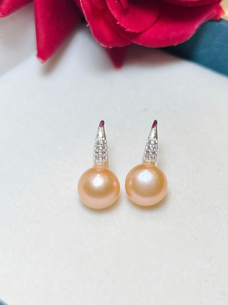 Hoa Tai Gót Hài Ngọc Trai Thật Khung Bằng Bạc