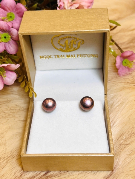 Hoa Tai Nụ Ngọc Trai Xanh Đen Quý Phái Chế Tác Bạc