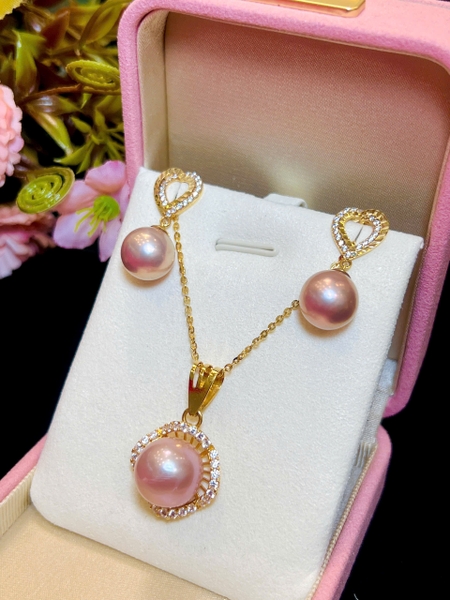 Bộ Ngọc Trai Tím Hồng Sang Trọng