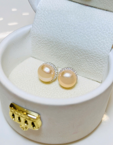 Hoa tai ngọc trai chế tác bạc