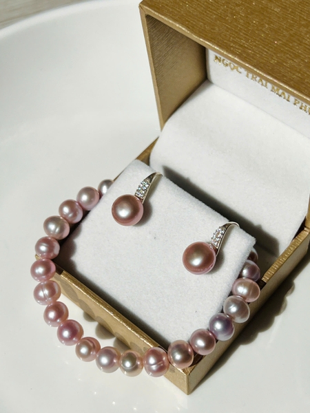 Combo Hoa Tai Ngọc Trai + Vòng Tay Ngọc Trai Duyên Dáng